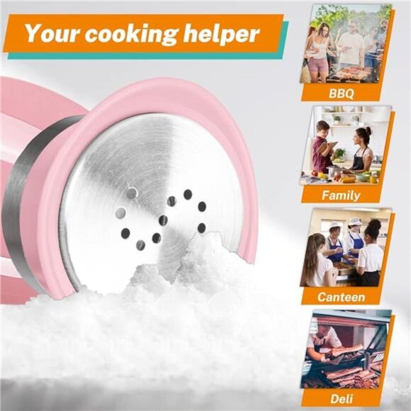 Pink Glass Salt and Pepper Shakers Set 4oz Stainless Steel Lid Farmhouse Kitchen - Picture 5 of 7